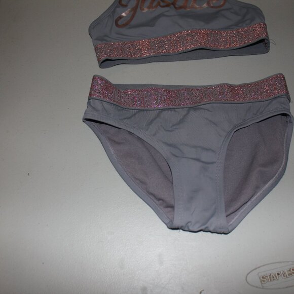 Grey 2 Pcs Justice Bikini Swimsuit Size 10 - Picture 3 of 10